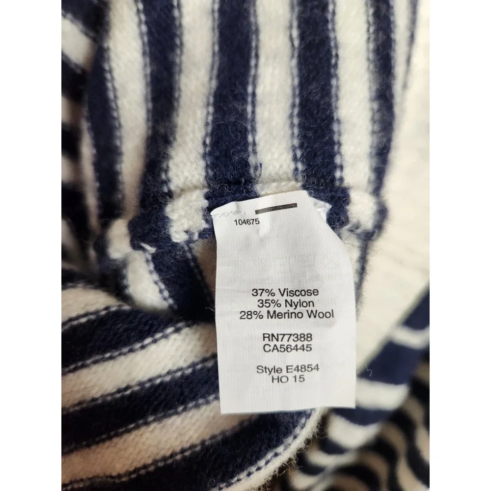 J Crew Womens Sweater S Blue White Merino Wool Nylon Blend Fair Isle Style E4854